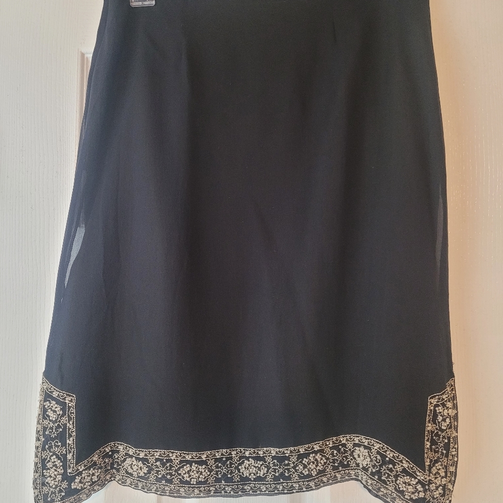 Women's Sheer Silk Black Skirt, sz Sm
